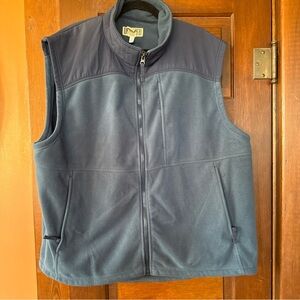 Duluth Trading Fleece Vest Mens XXL Blue Full Zip Mock Neck Outdoors Zip Pocket